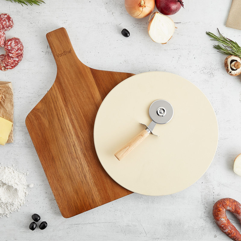 VonShef 3 -Piece Wood Pizza Kit