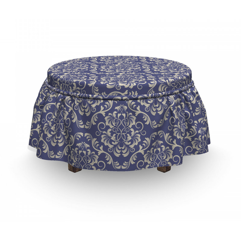 Housse pour repose-pieds rococo floral damassé