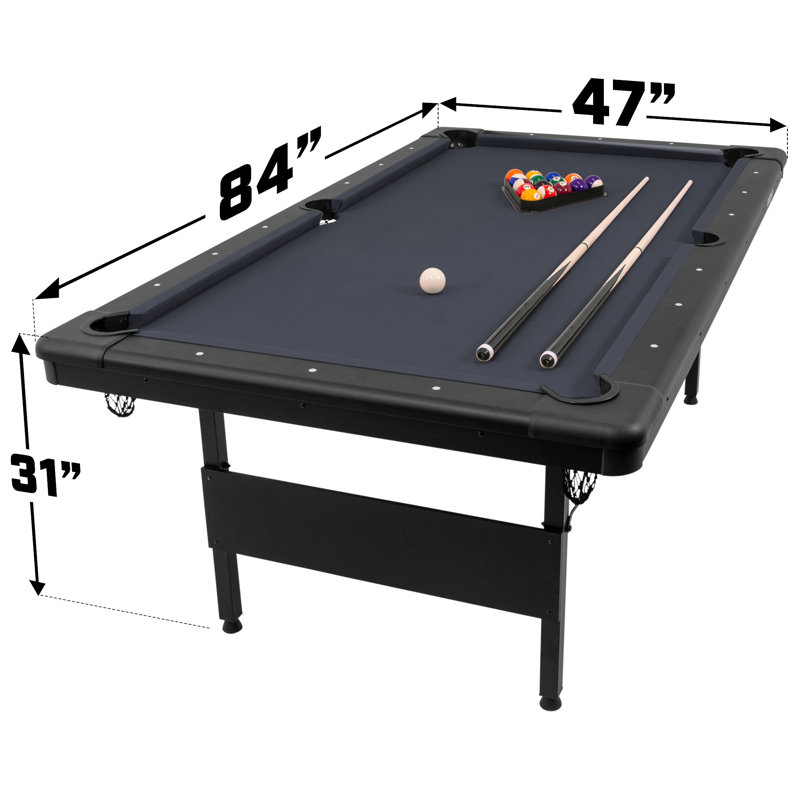Table de billard GoSports de taille moyenne - Choisissez entre 1,83 m et 2,13 m - Modèle pliable, Noir, 7 pieds