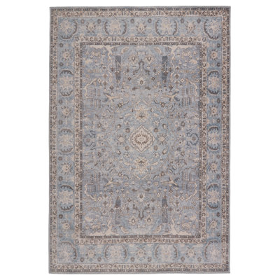 Tapis oriental bleu / gris lavable à la machine Elodie