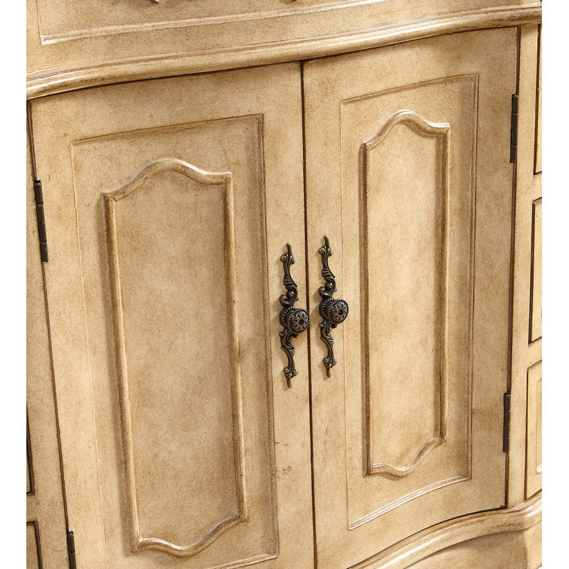 Ensemble de meuble-lavabo simple 60 po Lunette, Beige antique, Blanc ivoire