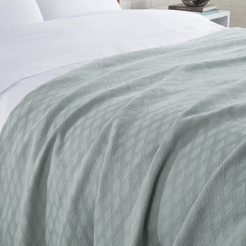 Couverture en mélange de coton eucalyptus, Simple, Gris clair