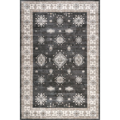 Gottman Medallion Machine Washable Area Rug for Living Room Bedroom Dining Room Kitchen