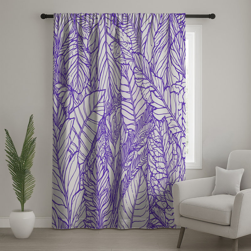 Rideaux de fenêtre mauve à motif de feuille mauve, Blocage, 50 po x 80 po - 1 panneau