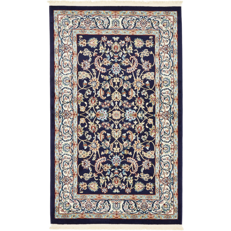 Tapis oriental Jackson / ivoire / bleu Jackson, Navy, Rectangle 3 pi 1 po x 5 pi 3 po