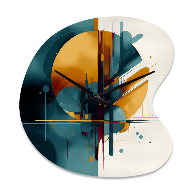Grande sculpture d'horloge murale jaune en forme de goutte I, Grand