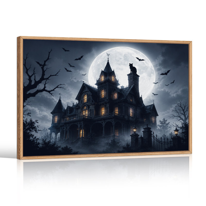 Art mural sur toile Spooky Gothic House, H 36 po x l 48 po
