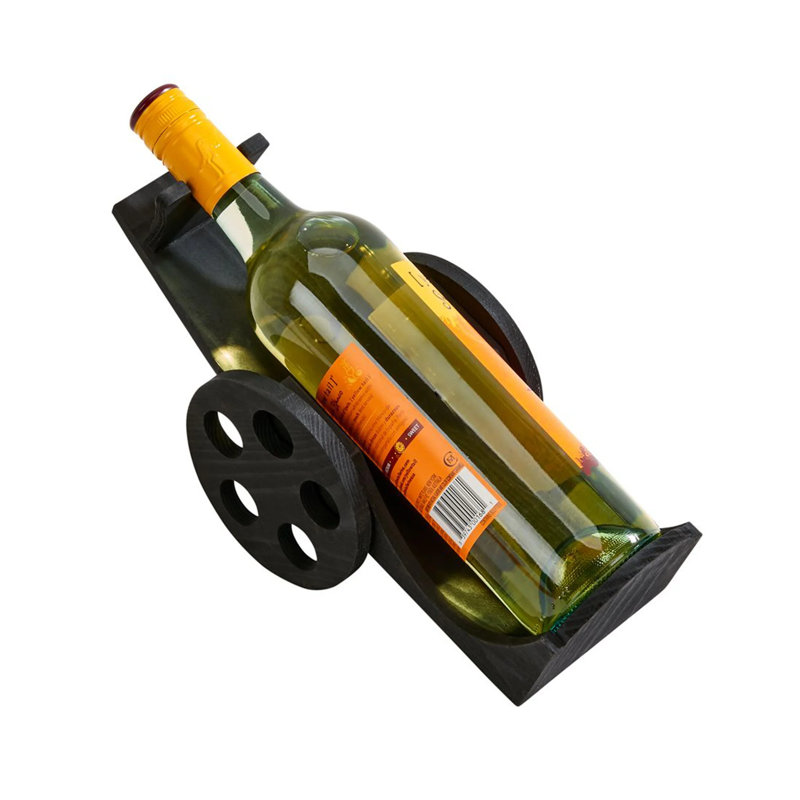 Porte-bouteilles de table en bois massif noir pour 1 bouteille Jenn