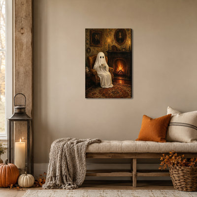«GUTTATY Ghost», art mural sur toile d'Halloween, images rétro de maisons hantées gothiques effrayantes, foyer douillet, œuvre d'art mignonne, peinture, décoration pour le salon, la chambre, la salle de bain, 12 x 18 po