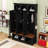 Farmhouse Arched Hall Tree with Storage Bench, 3 Cabinets and 5 Hooks-1206188410