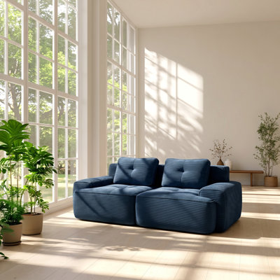 Bergman 40.94" W x 40.94" D x 32.68" H Corduroy Fabric Tufted 2-Seater Modular Sectional Sofa