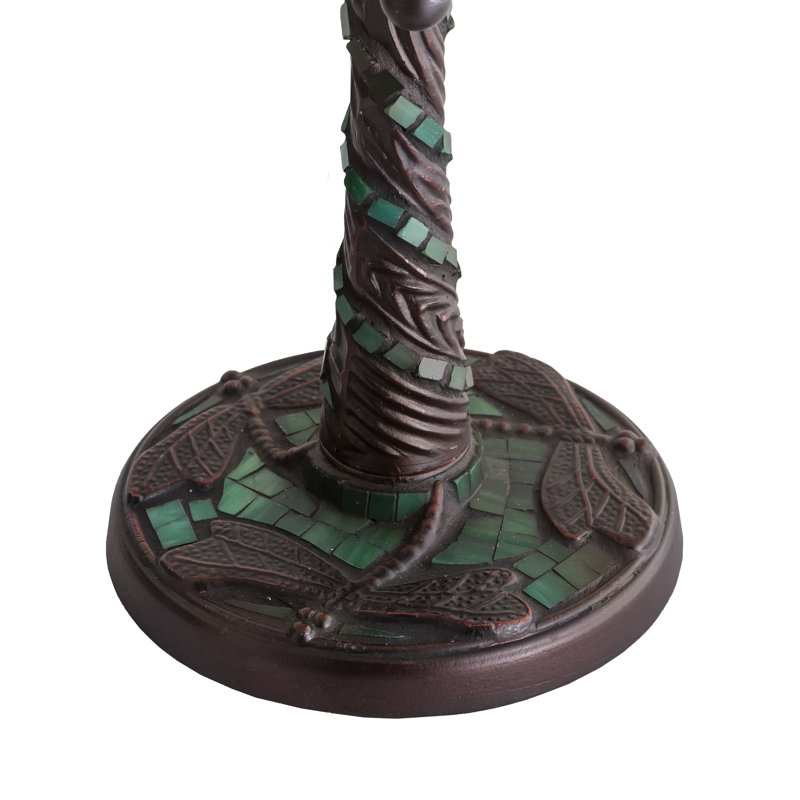 8.5" High Twisted Fly Mosaic Table Base, Brown/Green, 8.5" H x 5.5" W x 5.5" D