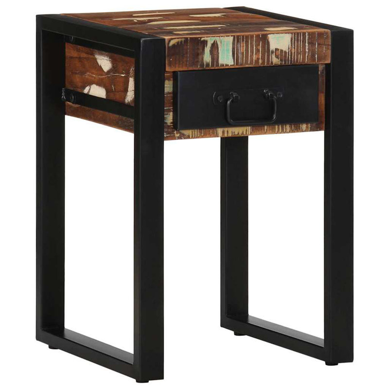 Side Table 35X35x50 Cm Solid Wood Reclaimed, Multicolour