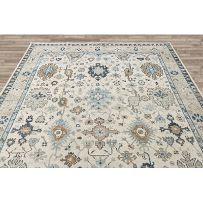 9x11'11'' Hand Knotted Wool Beige Oushak Transitional Rug