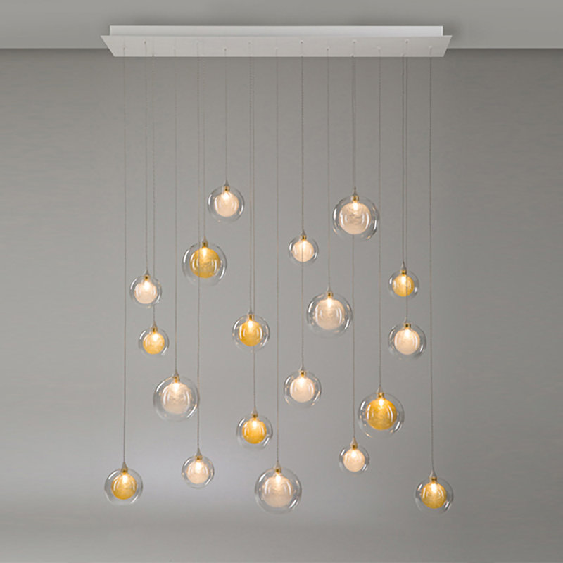 19 - Light Pendant, Clear/Gold