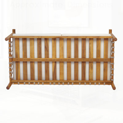 Causeuse d'extérieur surdimensionnée en corde de bois d'acacia beige avec coussins crème pour le confort du patio et de la cour arrière