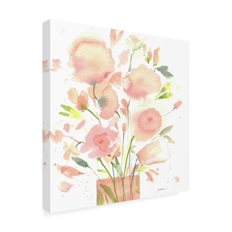 Art sur toile, tons de rose doré, H 24 po x l 24 po