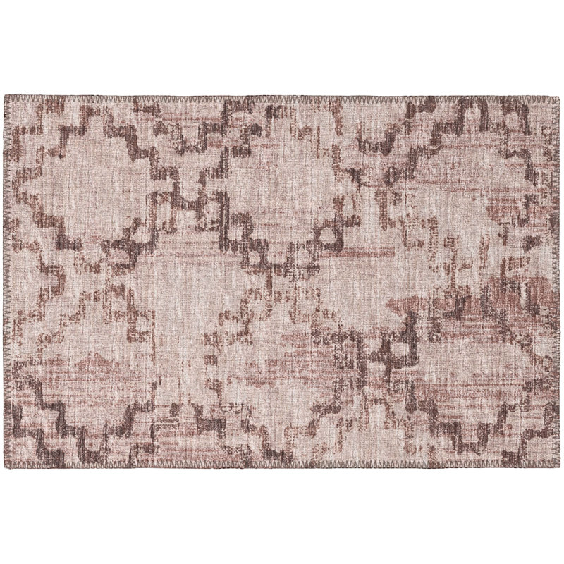 Tapis brun tissé à la machine Ancier, Rectangle 5 pi x 7 pi 6 po