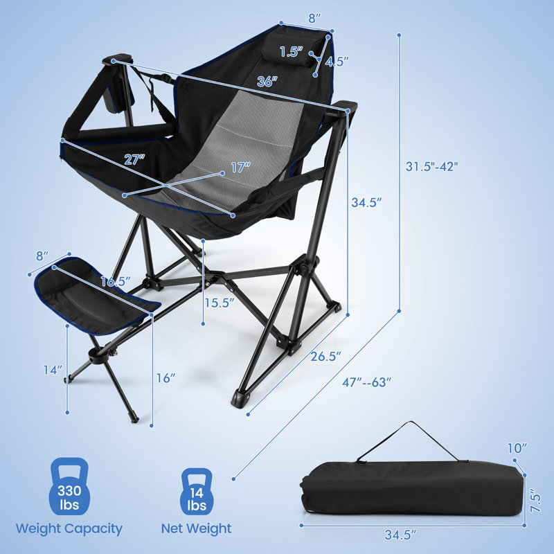 Nozomi Folding Camping Chair, Black