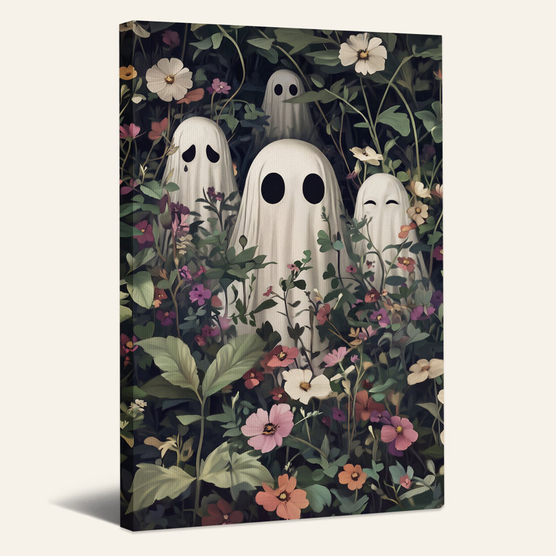 Art mural sur toile Halloween fantômes blancs, H 48 po x l 32 po