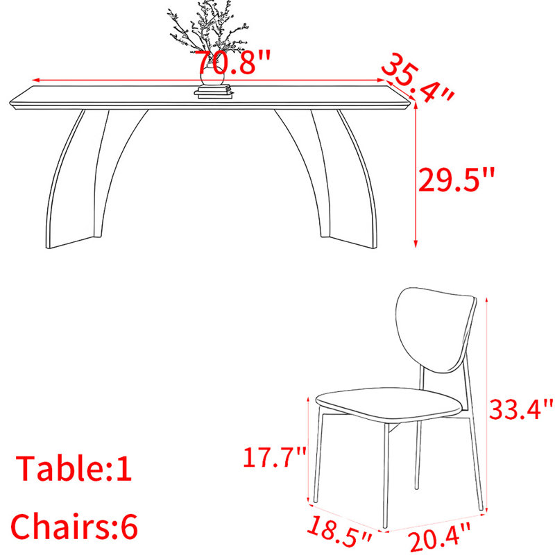 Ensemble de table moderne et simple en bois massif., 7
