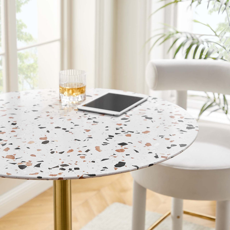 Table de salle à manger Lippa, L 27,5 po x l 27,5 po, 40,5 po de hauteur, Doré