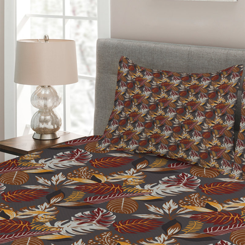 Coastal Polyester Floral Coverlet, King Bedspread + 2 Shams