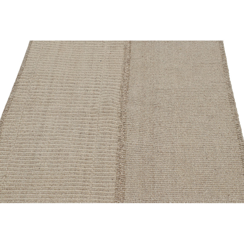 Rug & Kilim’S Contemporary Square Kilim With Textural Beige-Brown Stripes