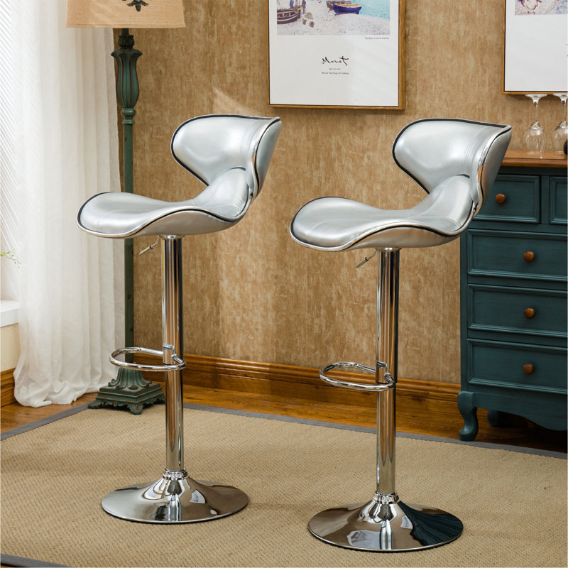 Ensemble de 2 tabourets de bar Upholstery Airlift, Argent argent