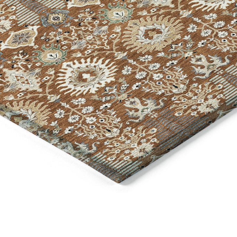 Machine Washable Indoor/Outdoor Boruta ACN2251 Global Rug, Round 8'