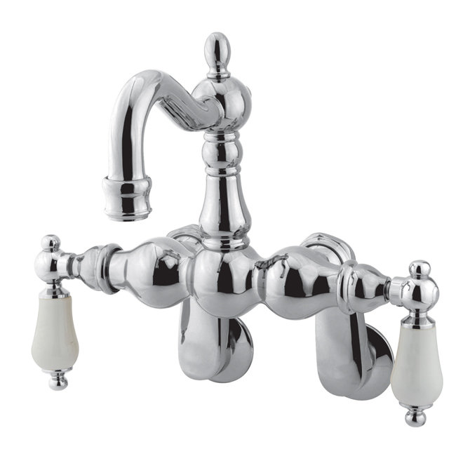 Hot Springs Double Handle Wall Mounted Clawfoot Tub Faucet, Polished Brass