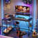 Nedyo 48" L-Shaped Computer Desk with Power Outlet, LED Gaming Work Desk with Monitor Stand