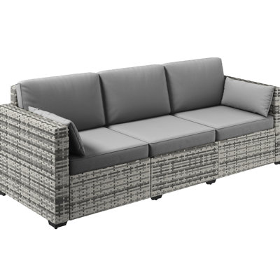 Gray Outdoor 3 Pe Couch With Cozy Cushions And Stable Steel Frame For Patio Furniture In A Base