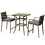 Ensemble de bar en osier de rotin 3 pièces Outsunny avec table à grain de bois et 2 tabourets d'extérieur