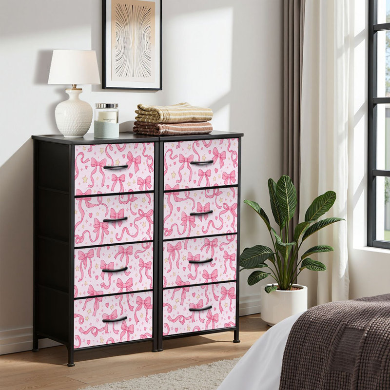4 Drawer Dresser for Bedroom, Narrow Chest of Drawers, Wooden Top and Study Iron Frame 18"x37.5"-(WxH)