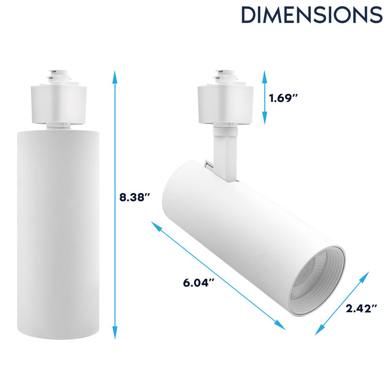 Rail d'éclairage à DEL 2,5 pouces Luxrite, 5CCT, CRI90, 20W, 1500LM, inclinaison réglable de 358 ° + 90 °, éclairage sur rail de type H, à intensité variable, ETL, paquet de 3 rond blanc