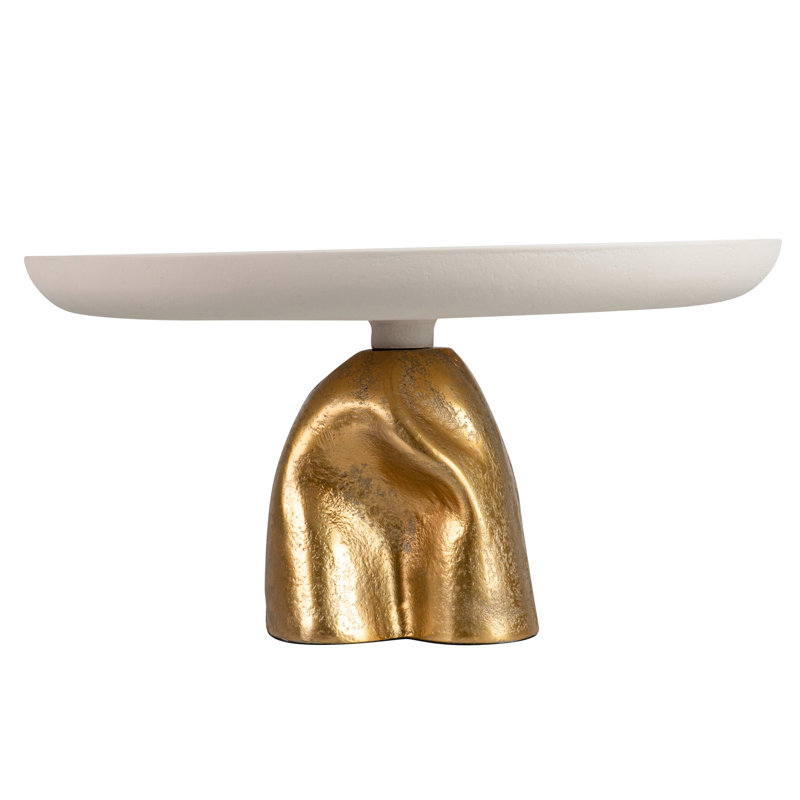 Aluminum Tray, White/Gold