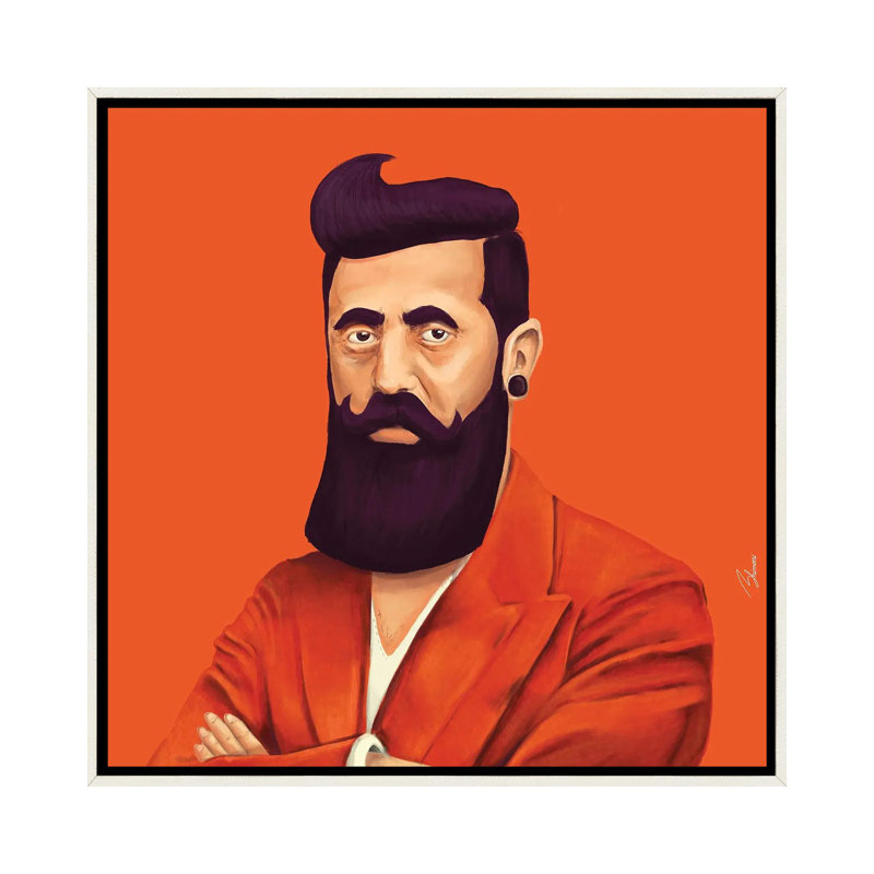 Benjamin Zeev Herzl, Distressed White Floater Framed Canvas, 18" H x 18" W x 1.5" D, No Mat