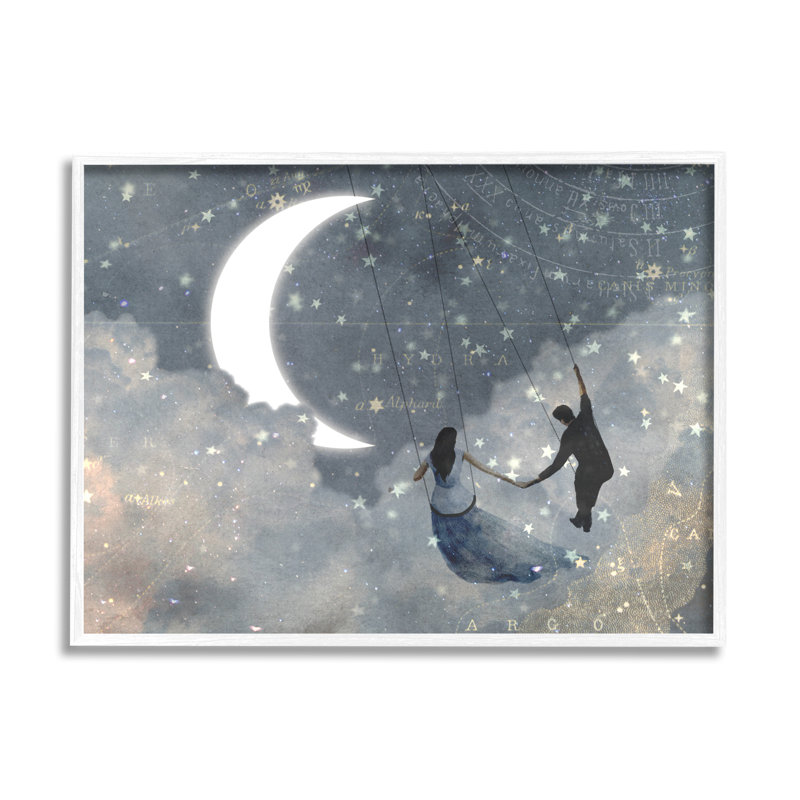 «Celestial Love Sky Swinging by the Crescent Moon and Stars», impression, H 14 po x l 11 po x P 1,5 po