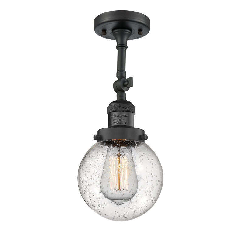 Plafonnier semi-encastré à 1 lumière Zarmayr, Grainé, Noir mat, H 14,25 po x l 6 po x P 6 po