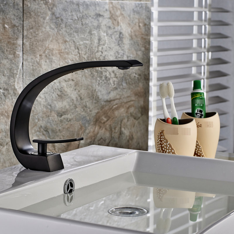 Robinet de lavabo noir pour salle de bain - Robinet de lavabo monotrou moderne, montage mat, rouille et corrosion, Noir mat