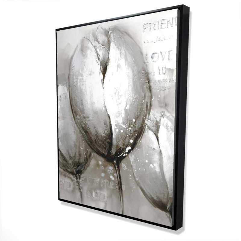 Trois tulipes blanches - art mural contemporain sur toile florale