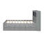 Lit plateforme double avec lit gigogne, tiroirs et ports USB - Structure de lit de rangement en pin gris avec tablettes de tête de lit-424571314