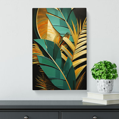 Palm Leaf Constructivism - Wrapped Canvas Print