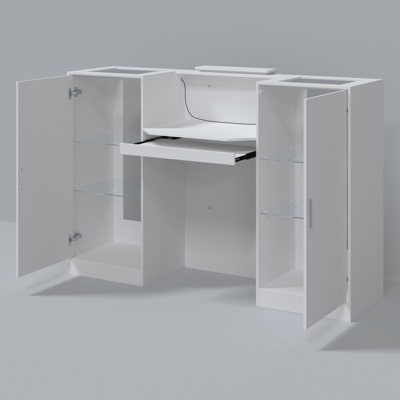 Armoire de bar 59 po avec tablettes en verre et DEL 59 po
