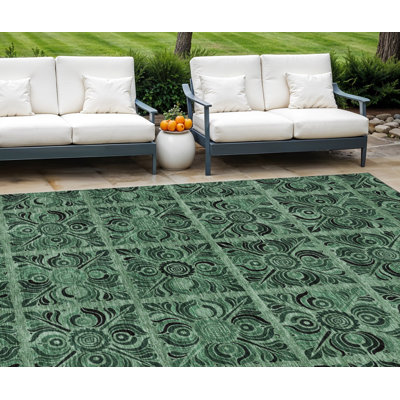 Tapis extérieur lavable abstrait bleu ciel et beige 8 pi x 10 pi