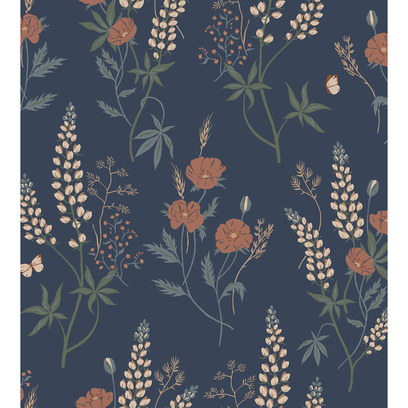 Villa Dalaro 2 Floral Wallpaper Roll, Classic Blue