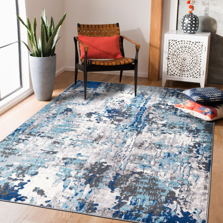 Chisinau Abstract Blue/Grey/Ivory Area Rug