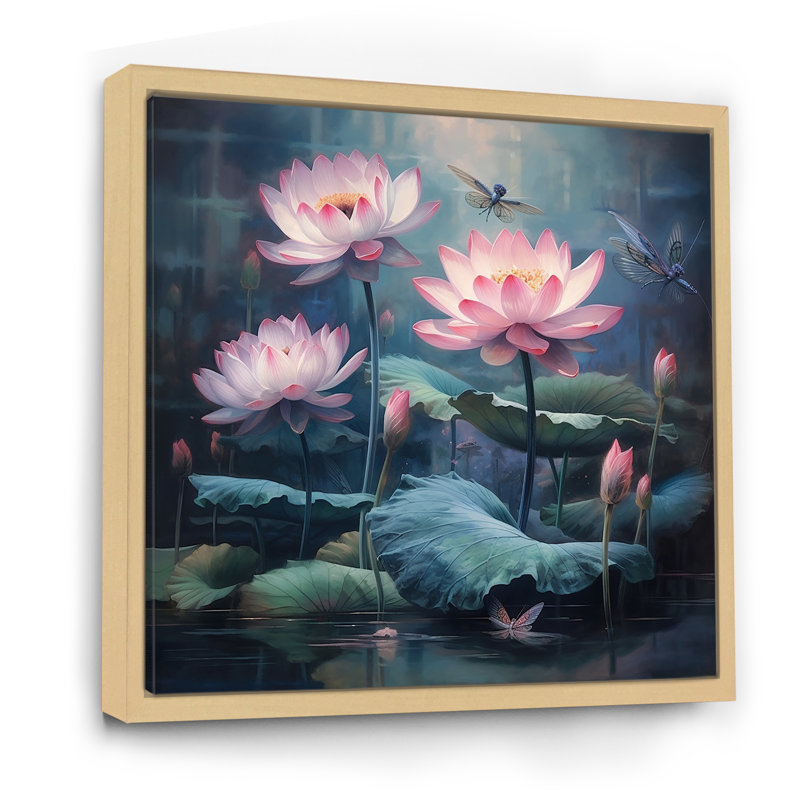 Impression sur toile Lotus Lotus, H 16 po x l 16 po x P 1 po, Cadre naturel flottant