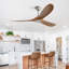 Ventilateur de plafond extérieur 60 po sans lumière, 3 pales en bois massif avec télécommande pour moteur à courant continu-1413967413
